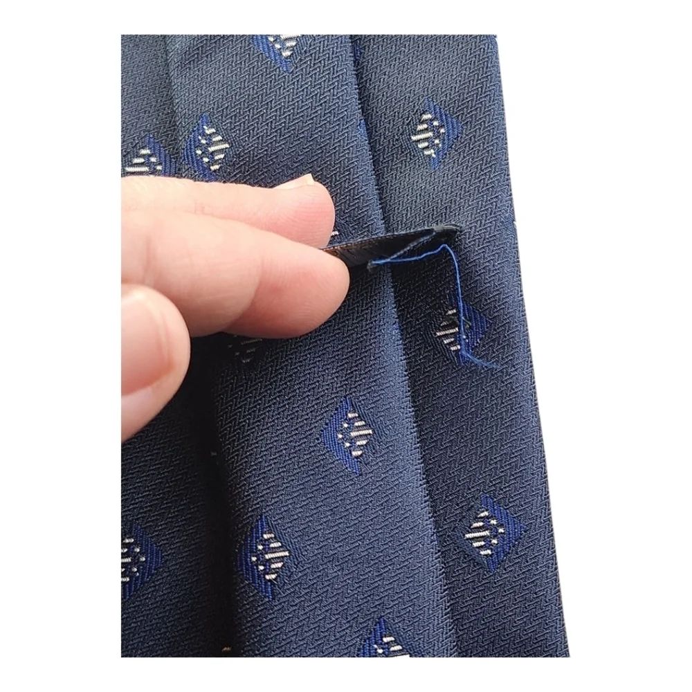 Vintage Polo Ralph Lauren Navy Geometric Silk Tie Made in USA Hand Sewn